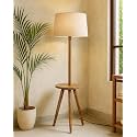 Homesake® Wood Tripod Floor Lamp for Living Room | Mid Century Standing Lamp, E27 Lamp Base, Soft Ambient Lighting | Corner Lamp for Living Room Bedroom | Room and Office (Table, Beige)
