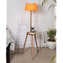 Homesake® Wood Tripod Floor Lamp for Living Room | Mid Century Standing Lamp, E27 Lamp Base, Soft Ambient Lighting | Corner Lamp for Living Room Bedroom | Room and Office (Table, Orange)