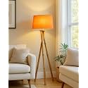 Homesake® Wood Tripod Floor Lamp for Living Room | Mid Century Standing Lamp, E27 Lamp Base, Warm Ambient Lighting | Corner Lamp for Living Room Bedroom | Room and Office (Cross-Leg, Orange)