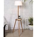 Homesake® Wood Tripod Floor Lamp for Living Room | Mid Century Standing Lamp, E27 Lamp Base, Soft Ambient Lighting | Corner Lamp for Living Room Bedroom | Room and Office (Table, White)