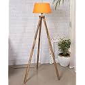 Homesake® Wood Tripod Floor Lamp for Living Room | Mid Century Standing Lamp, E27 Lamp Base, Soft Ambient Lighting | Corner Lamp for Living Room Bedroom | Room and Office (Tripod, Orange)