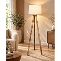 Homesake® Wood Tripod Floor Lamp for Living Room | Mid Century Standing Lamp, E27 Lamp Base, Soft Ambient Lighting | Corner Lamp for Living Room Bedroom | Room and Office (Tripod, White)