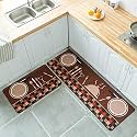 Anti-Skid Washable Mat in Kitchen Floor Mat & Runner, Backing Kitchen Runner for Floor/Kitchen Mat/Bedside Runner/Living Area/Office Entrance Home, Set of 2