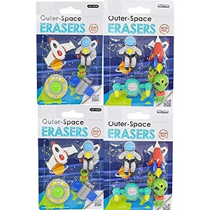 homesoul 3d fancy amp stylish colorful erasers for children different designs amp mixeraser set for return gift brithday partyschool prize astronaut amp space pack of 4