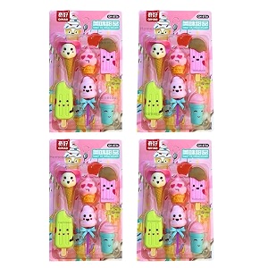 homesoul fancy amp stylish colorful erasers for children mixeraser set for return gift brithday partyschool prize ice cream eraser-8736 pack of 4