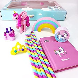 homesoul unicorn writing set colorful pencilssharpenererasers diary for childrendifferent design and colour eraser set for return giftbirthday giftsschool prize