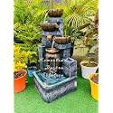 Homestead Decore Solution 4-Tier Cascading Water Fountain 4 feet with LED Light, Stone-Look Finish, Indoor Outdoor Decorative Home Decor Living Room Garden Office Fiber Multicolour