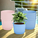 HOMESTIC by Kuber Industries Marble Mega Flower Pot for Home with Tray|9 Inch|Pack of 12|Blue & Pink Plant Container Set