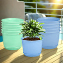 HOMESTIC by Kuber Industries Marble Mega Flower Pot for Home with Tray|9 Inch|Pack of 12|Blue & Mint Green Plant Container Set