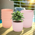 HOMESTIC by Kuber Industries Marble Mega Flower Pot for Home with Tray|9 Inch|Pack of 12|Pink & Peach Plant Container Set