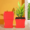 HOMESTIC by Kuber Industries Pack of 10 Premium Flower Pots for Garden with Bottom Plates | Red Plant Container Set