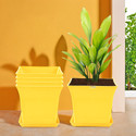 HOMESTIC by Kuber Industries Pack of 5 Premium Flower Pots for Garden with Bottom Plates | Yellow Plant Container Set