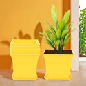 HOMESTIC by Kuber Industries Pack of 6 Premium Flower Pots for Garden with Bottom Plates | Yellow Plant Container Set