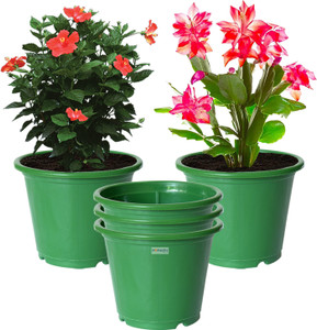 homestic by kuber industries plastic plantersgamlaflower pots for garden8x6pack of 5 green plant container set