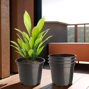 homestic by kuber industries plastic plantersgamlaflower pots for garden8x6pack of 4 black plant container set