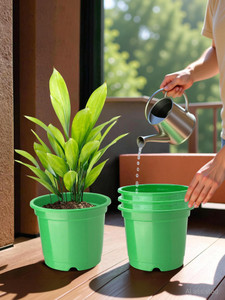 homestic by kuber industries plastic plantersgamlaflower pots for garden8x6pack of 4 green plant container set