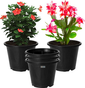 homestic by kuber industries plastic plantersgamlaflower pots for garden8x6pack of 5 black plant container set