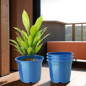 HOMESTIC by Kuber Industries Plastic Planters|Gamla|Flower Pots for Garden,8"x6",Pack of 4 (Blue) Plant Container Set