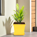 HOMESTIC by Kuber Industries Premium Flower Pots for Garden with Bottom Plates | Yellow Plant Container Set
