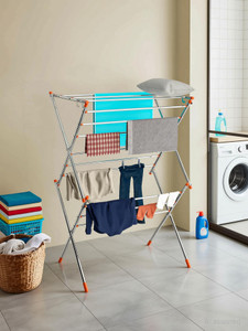 homestic by kuber industries steel floor cloth dryer stand foldable