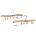 Homestrap 14 Multi-Hook Durable Wood Hanger (Set of 2) with 180 Degree Rotatable Hooks Closet Organiser for Belts, Ties, Scarfs, Cap, Jewellery | Space-Saving, Light-Weight & Sturdy Hanger