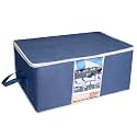 HomeStrap Non Woven Big Underbed Rectangular Storage/Bag with Transparent Window- (Blue)