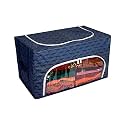 HomeStrap Cloth Stacker with Front Window and Side Handle | Foldable Clothes Storage Organizer (Navy Blue)