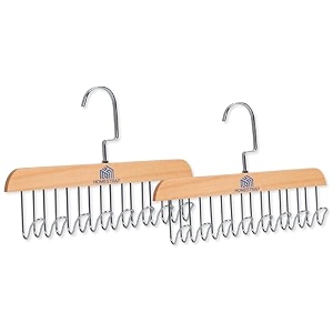 homestrap multi hook hanger pack of 2 8-in-1 lotus wood tie and belt hanger space-saving lightweight and sturdy