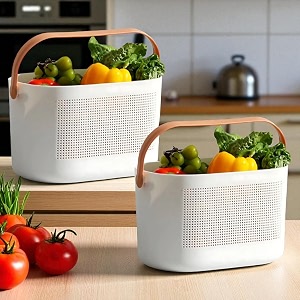 homestrap multipurpose caddy with handle  storage baskets with handles set of 2  shelf organizers basket for bathroom kitchen dorm room pantry baby products white