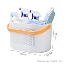 HomeStrap Polypropylene Multipurpose Caddy With Handle | Storage Baskets With Handles | Shelf Organizers Basket For Bathroom, Kitchen, Dorm Room, Pantry, Baby Products (White), Rectangular