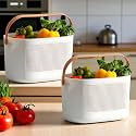 Homestrap Multipurpose Caddy with handle | Storage Baskets with Handles Set of 2 | Shelf Organizers Basket for Bathroom, Kitchen, Dorm Room, Pantry, Baby Products (White)
