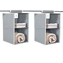 HomeStrap Non Woven Fabric Hanging 2 Shelf/Compartment Clothes Storage Wardrobe Organizer - (Beige)|(Pack of 2)(Seen On Shark Tank)