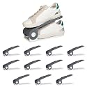 HomeStrap Plastic Shoe Organizer Slot (Pack Of 12) (Grey/White)| Adjustable | Space Saver | Double Deck Shoes Storage Holder For Rack And Shelf, 25X10X12 Cm