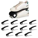 HomeStrap Plastic Shoe Organizer Slot (Pack Of 12) (Black/White)| Adjustable | Space Saver | Double Deck Shoes Storage Holder For Rack And Shelf, 25X10X12 Cm