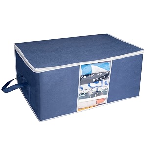 homestrap non woven big underbed rectangular storagebag with transparent window- blue