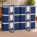 HomeStrap Non-Woven Set Of 6 Underbed Storage Organizer with Transparent Window &amp; Front Handle | Storage bag with smooth zip Wardrobe Clothes Organizer (Navy Blue)