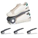 HomeStrap Shoe Organizer Slot (Pack of 4) (Grey/White)| Adjustable | Space Saver | Double Deck Shoes Storage Holder for Rack and Shelf