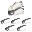 HomeStrap Shoe Organizer Slot (Pack of 6) (Grey/White)| Adjustable | Space Saver | Double Deck Shoes Storage Holder for Rack and Shelf