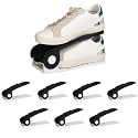 HomeStrap Shoe Organizer Slot (Pack of 8) (Black/White)| Adjustable | Space Saver | Double Deck Shoes Storage Holder for Rack and Shelf