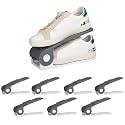 HomeStrap Shoe Organizer Slot (Pack of 8) (Grey/White)| Adjustable | Space Saver | Double Deck Shoes Storage Holder for Rack and Shelf