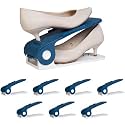 HomeStrap Shoe Organizer Slot (Pack of 8) (Blue/White)| Adjustable | Space Saver | Double Deck Shoes Storage Holder for Rack and Shelf