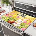 HOMETITUTE Easter Bunny Stove Top Cover 28x20 Egg Tulip Meadow Heat Resistant