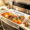 HOMETITUTE Pumpkin Thanksgiving 4 Placemats &amp; Stove Cover Set