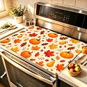 HOMETITUTE Pumpkin Thanksgiving 5 Placemats &amp; Stove Cover Set