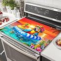 HOMETITUTE Summer Stove Top Cover 28x20 Tropical Parrot Ocean Heat Resistant