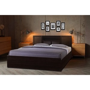 hometown bolton engineered wood hydraulic storage king size bed in wenge color