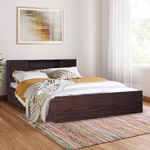 hometown bolton engineered wood hydraulic storage king size bed walnut