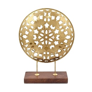 hometown tjori iron table dcor in brown and gold colour