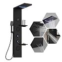 Homevacious 4 In 1 Shower Panel System with Shelf Matte Black