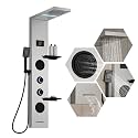 Homevacious 4 In 1 Shower Panel System with Shelf Brushed Nickel